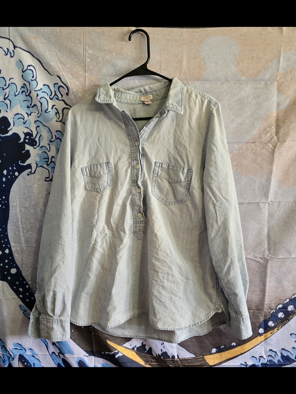 J. Crew Light Blue Denim Popover Shirt